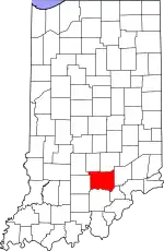 Map of Indiana highlighting Jackson County