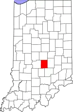 Map of Indiana highlighting Johnson County