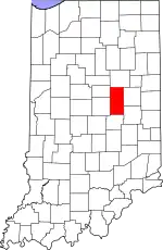 Map of Indiana highlighting Madison County