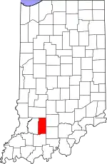 Map of Indiana highlighting Martin County