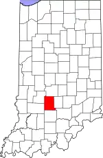 Map of Indiana highlighting Monroe County