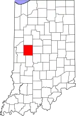 Map of Indiana highlighting Montgomery County