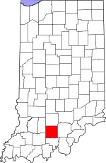 Map of Indiana highlighting Orange County