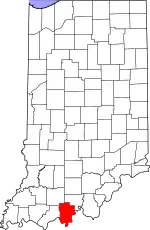 Map of Indiana highlighting Perry County