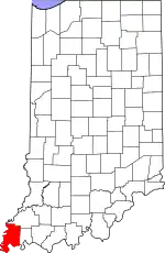 Map of Indiana highlighting Posey County