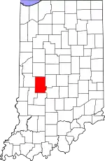 Map of Indiana highlighting Putnam County