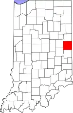 Map of Indiana highlighting Randolph County