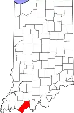 Map of Indiana highlighting Spencer County