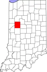 Map of Indiana highlighting Tippecanoe County