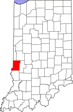 Map of Indiana highlighting Vigo County