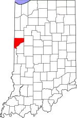 Map of Indiana highlighting Warren County