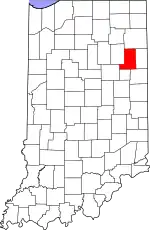 Map of Indiana highlighting Wells County