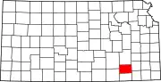 Map of Kansas highlighting Elk County