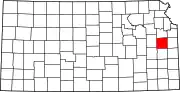 Map of Kansas highlighting Franklin County