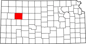 Map of Kansas highlighting Gove County