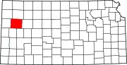 Map of Kansas highlighting Logan County