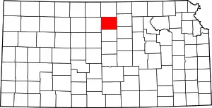 Map of Kansas highlighting Mitchell County