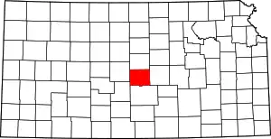 Map of Kansas highlighting Rice County