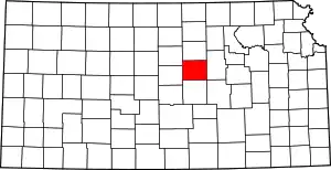 Map of Kansas highlighting Saline County