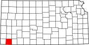 Map of Kansas highlighting Stevens County