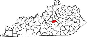 Map of Kentucky highlighting Boyle County