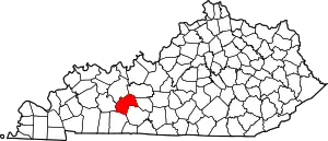 Map of Kentucky highlighting Butler County