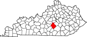 Map of Kentucky highlighting Casey County