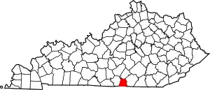 Map of Kentucky highlighting Clinton County