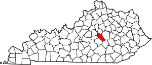 Map of Kentucky highlighting Garrard County