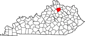 Map of Kentucky highlighting Harrison County