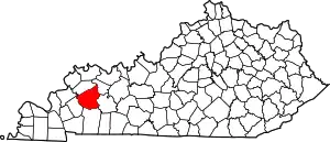 Map of Kentucky highlighting Hopkins County