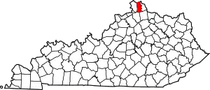 Map of Kentucky highlighting Kenton County