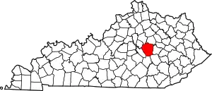 Map of Kentucky highlighting Madison County