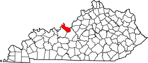 Map of Kentucky highlighting Meade County