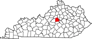 Map of Kentucky highlighting Mercer County