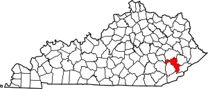 Map of Kentucky highlighting Perry County