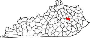 Map of Kentucky highlighting Powell County