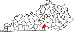 Map of Kentucky highlighting Russell County