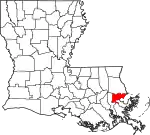 State map highlighting Orleans Parish