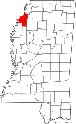 Map of Mississippi highlighting Coahoma County