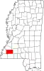 Map of Mississippi highlighting Franklin County