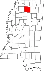 Map of Mississippi highlighting Lafayette County