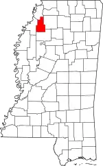 Map of Mississippi highlighting Quitman County