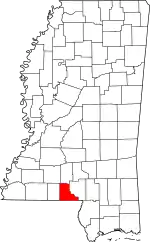 Map of Mississippi highlighting Walthall County