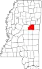 Map of Mississippi highlighting Winston County