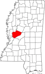 Map of Mississippi highlighting Yazoo County