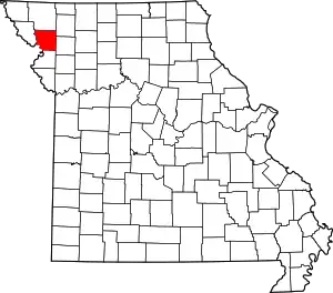 Map of Missouri highlighting Andrew County