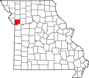 Map of Missouri highlighting Clay County