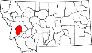 Map of Montana highlighting Granite County