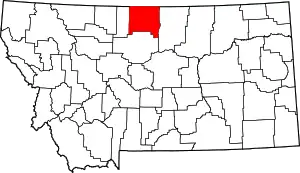 Map of Montana highlighting Hill County